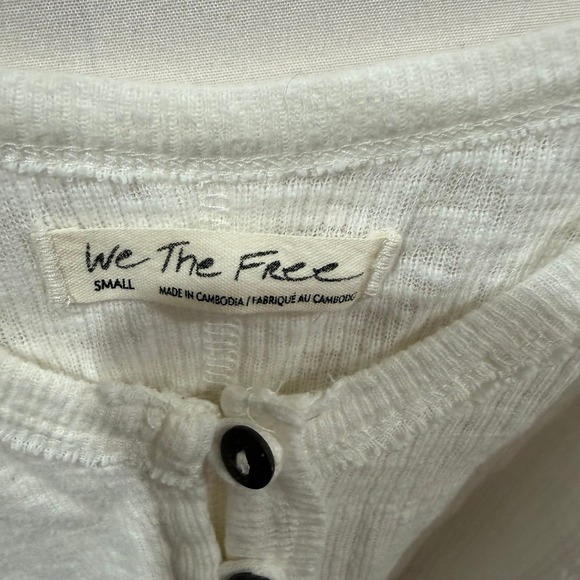 We The Free Free People White Slub Knit Button Front Handkerchief Hem Tank Small - Picture 3 of 5